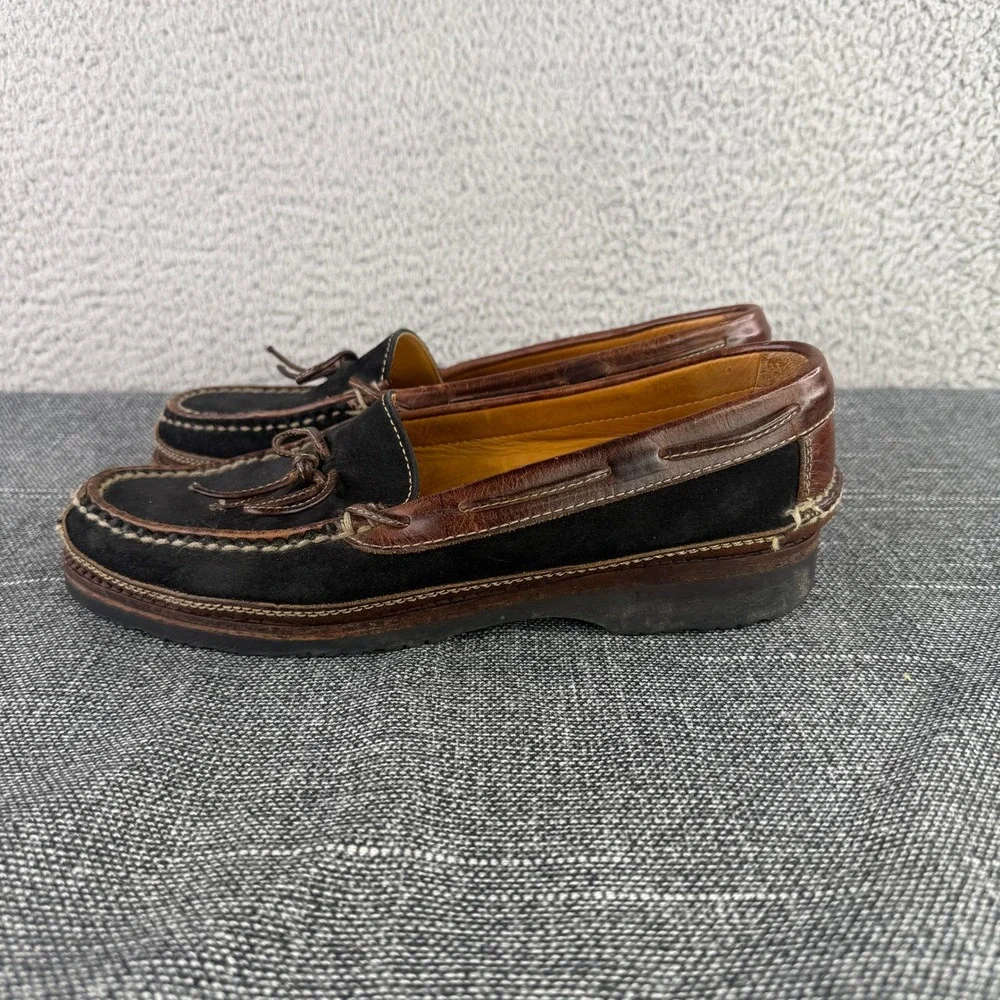 Cole Haan Boat Shoes Mens 8.5 M Black Brown Suede Leather Vibram 12682 Brazil